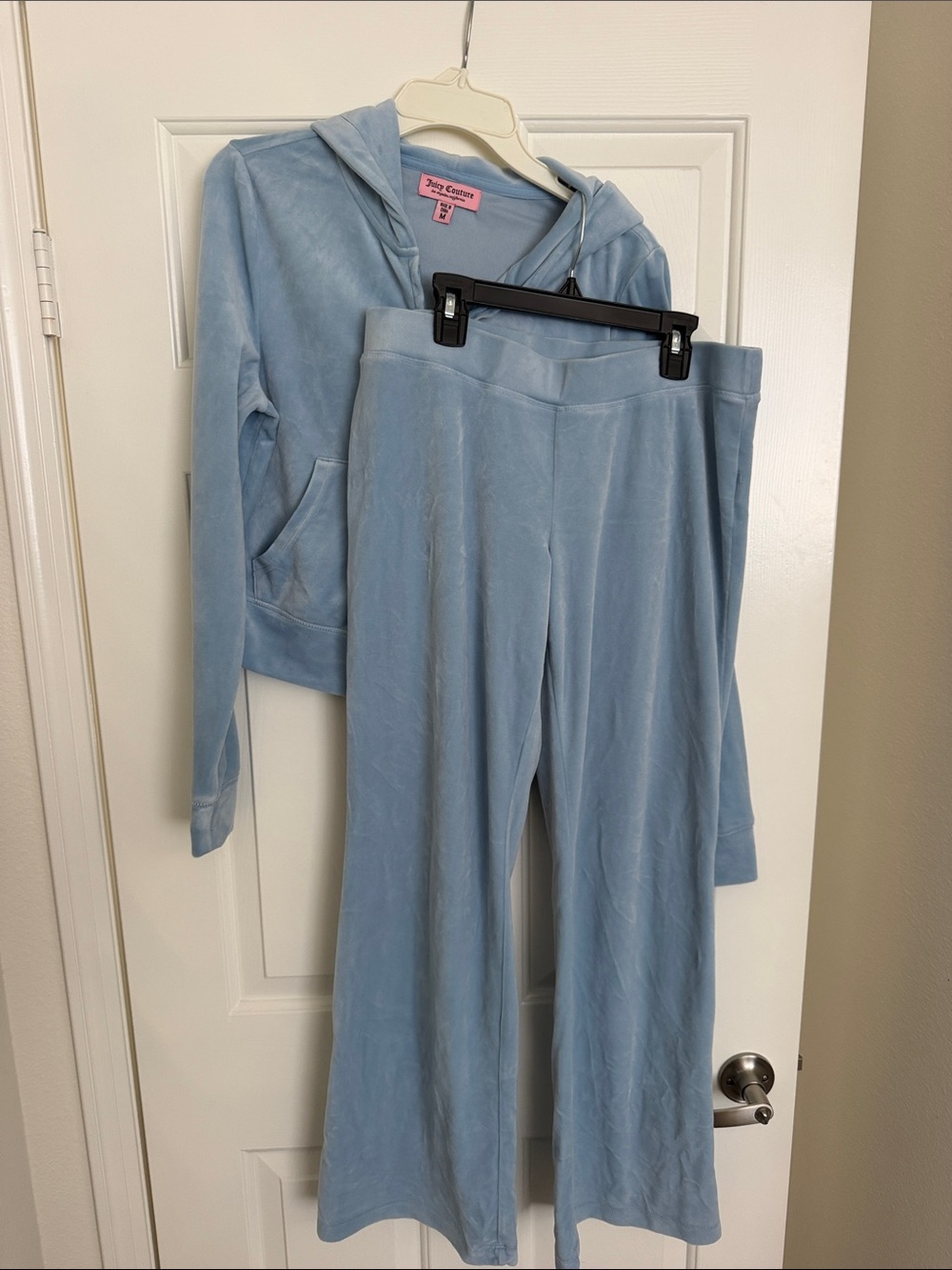Juicy Couture Light Blue Velour Wide-Leg Pants